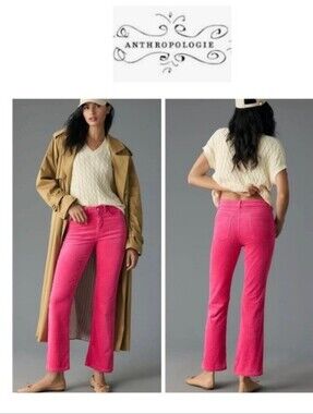 Pilcro The YaYa Mid-Rise Corduroy Crop Flare Jeans In Pink